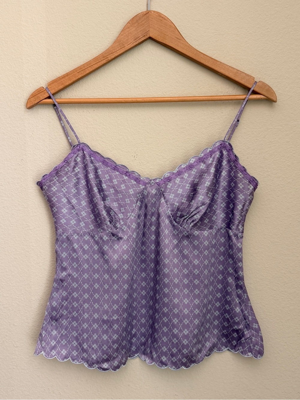 The Limited Lavender Scallop-Trim 100% Silk Cami Top Womens S